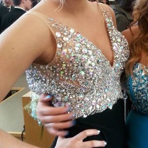 Jovani Black and Bedazzled Prom Dress